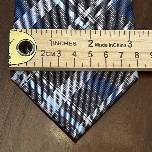 Platinum Designs Blue Gray Hand Made 100% Polyester Men’s Neck Tie Made In China - Picture 4 of 9